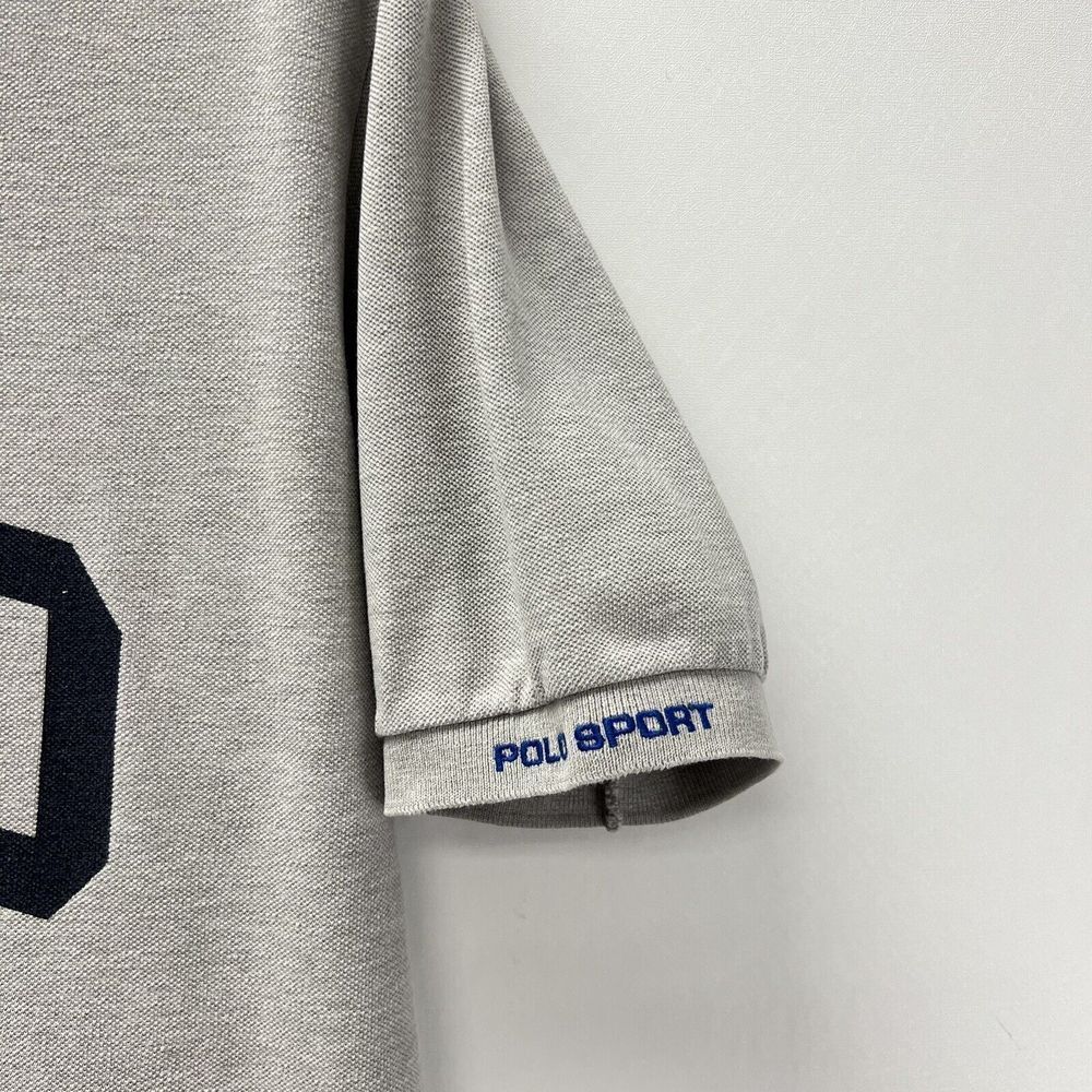 Polo Sport Vintage Ralph Lauren Large Logo Made in USA Grey Polo Shirt M - Picture 2 of 10